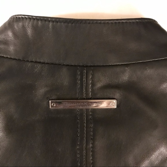 Authentic Donna Karan New York Leather Moto Jacket Black Large - Picture 10 of 16